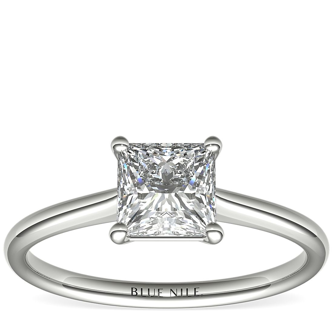 Blue Nile Petite Solitaire 0.31-Carat Cushion-Cut Diamond Ring in Platinum
